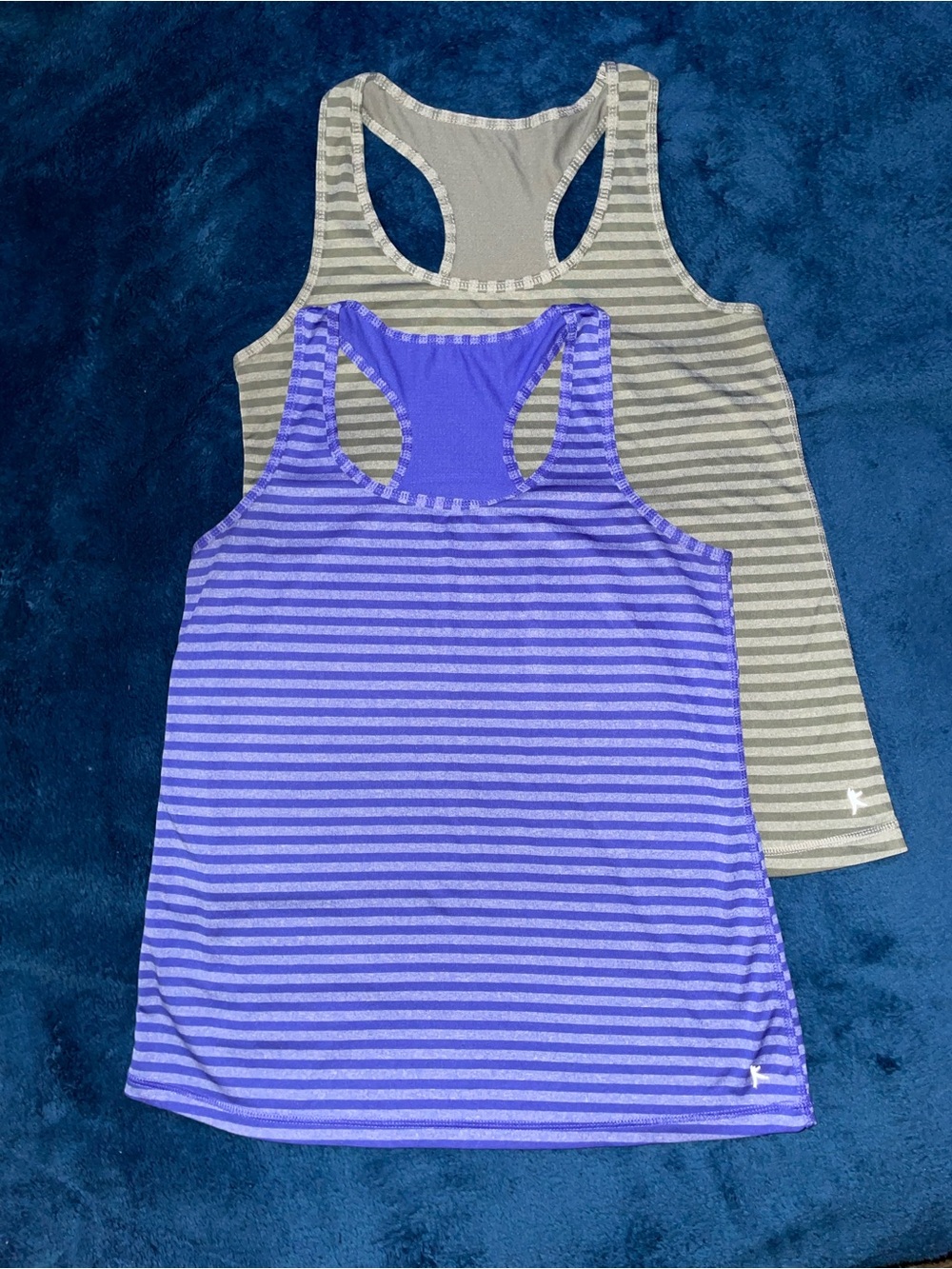 Bundle of 2 - Striped Racerback Tank Tops - Purple & Gray